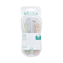 Load image into Gallery viewer, Beaba 2nd Stage Silicone Spoons & Case 2 Pack - Clay/Misty Green
