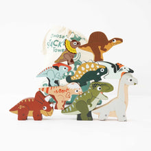 Load image into Gallery viewer, Le Toy Van Wooden Stacking Dinosaurs & Bag - Jurassic