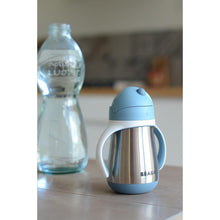 Load image into Gallery viewer, Beaba Stainless Steel Straw Cup 250ml - Windy Blue