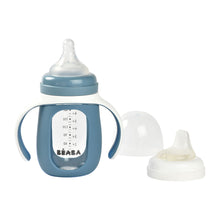 Load image into Gallery viewer, Beaba Glass Bottle with Silicone Protective Sleeve 210ml - Blue