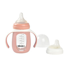 Load image into Gallery viewer, Beaba Glass Bottle with Silicone Protective Sleeve 210ml - Pink