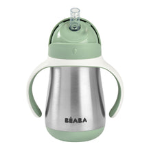 Load image into Gallery viewer, Beaba Stainless Steel Straw Cup 250ml - Sage Green