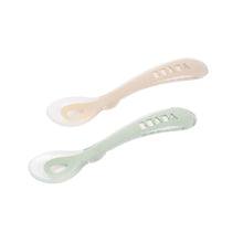 Load image into Gallery viewer, Beaba 2nd Stage Silicone Spoons &amp; Case 2 Pack - Clay/Misty Green
