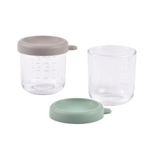 Load image into Gallery viewer, Beaba Glass Jars 250ml 2 Pack - Sage Green/Grey
