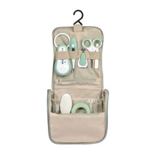Load image into Gallery viewer, Beaba Baby 9 Piece Grooming Set with Toiletry Pouch - Sage Green

