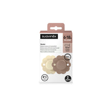 Load image into Gallery viewer, Suavinex Wonder Soother 6-18 Months 2 Pack - Whitecap Grey/Raw Umber
