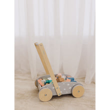 Load image into Gallery viewer, Bubble Wooden Baby Push Cart &amp; Walker with 45 Building Blocks
