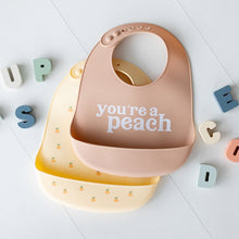 Load image into Gallery viewer, Pearhead Silicone Bib 2 Pack - You're a Peach
